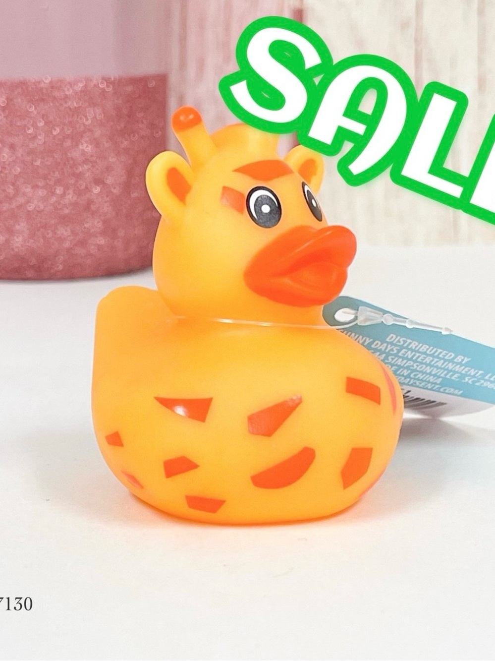 Sunny Days Yellow & Orange Giraffe Rubber Duck Duckie Jeep Ducking NWT 2.5”